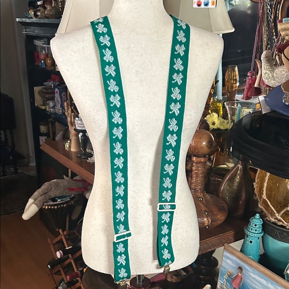 Green Shamrock Suspenders - Picture 1 of 7